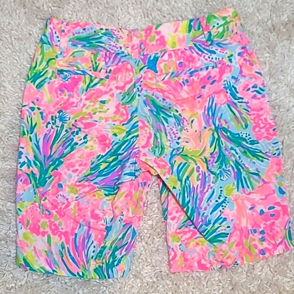 Lilly Pulitzer Fan Sea Pants Chipper Bermuda Shorts Pink Resort Womens 0 - Picture 12 of 16